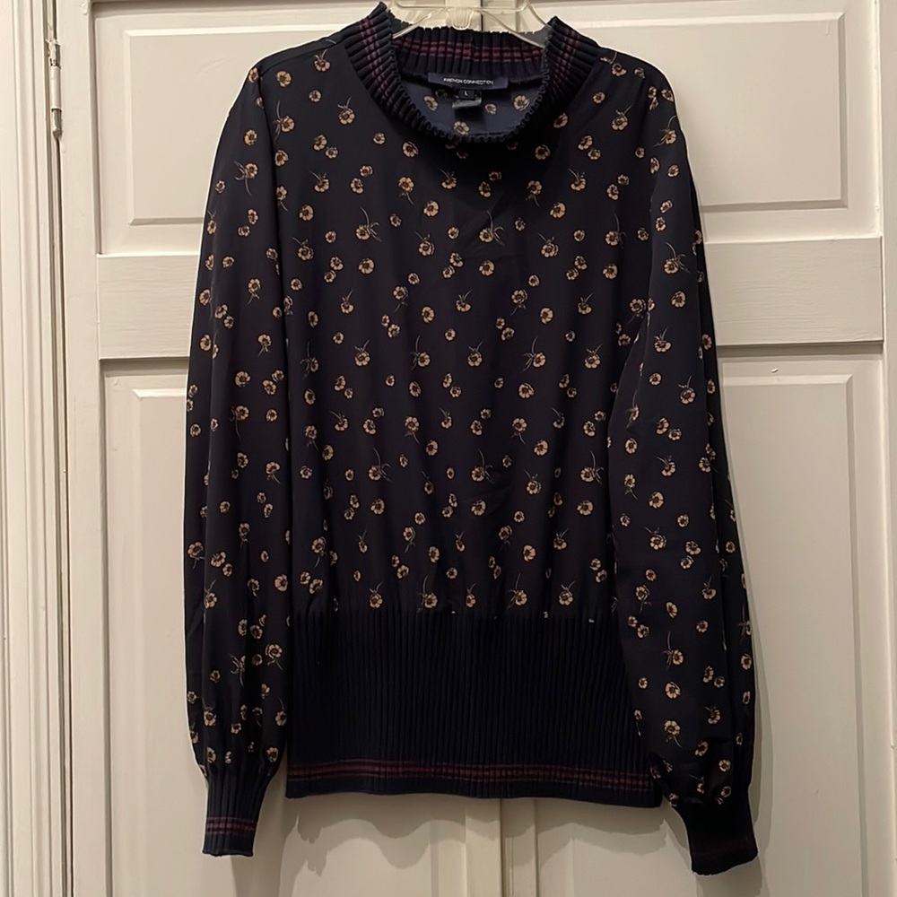 French Connection mixed media shirt